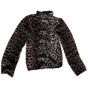 Women,s Sükse Print Petal Collar Long Sleeve Shirt Size 14.